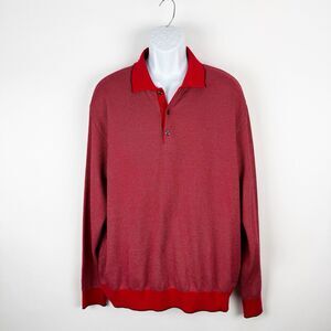 St Croix Shop Sweater Mens XXL Red Knit Long Sleeve Polo Button USA Made